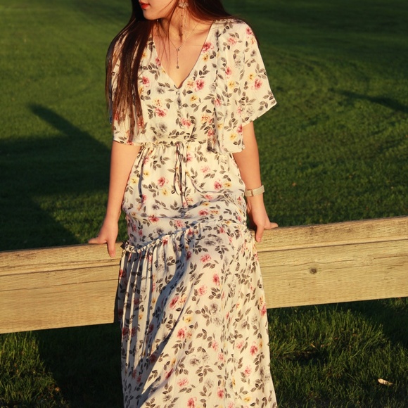 (CLEARANCE)Floral. Button-Down Maxi Dress - Picture 6 of 8